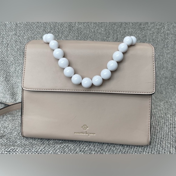 Cream Handbag with White Beaded Handle - Picture 8 of 16